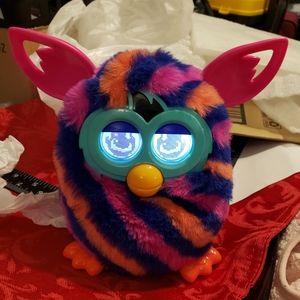 2012 Hasbro Furby Boom, Diagonal Stripes, Works perfectly!